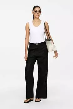 Льняные брюки Arket, черный