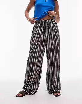 Льняные брюки-баллоны Topshop в однотонную полоску