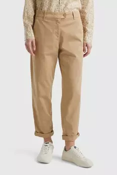 Льняные брюки Benetton, бежевый
