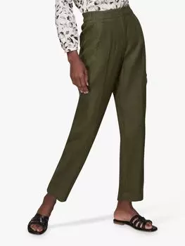 Льняные брюки-бочонки Whistles, цвет хаки