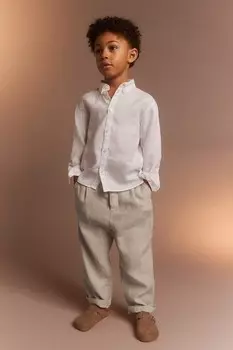 Льняные брюки чинос H&M, бежевый