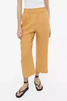 Льняные брюки длиной до щиколотки H&M, желтый