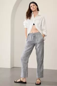 Льняные брюки длиной до щиколотки Retreat Athleta, серый