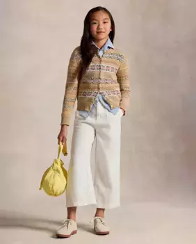 Льняные брюки для девочек с широкими штанинами Polo Ralph Lauren, белый
