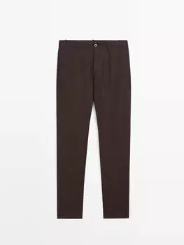 Льняные брюки-джоггеры Massimo Dutti, коричневый