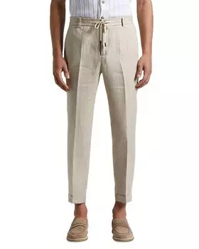 Льняные брюки-джоггеры на шнурке Peserico, коричневый/бежевый