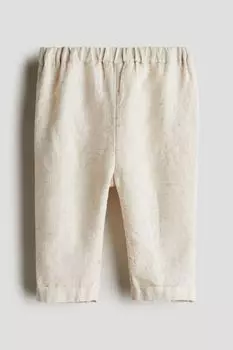 Льняные брюки H&M, бежевый