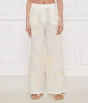 Льняные брюки кадьяк Relaxed fit Marella, экрю