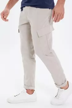 Льняные брюки-карго без застежки Threadbare, серый