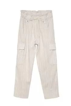 Льняные брюки-карго натуральные QUZU
