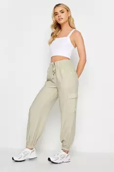 Льняные брюки карго с манжетами Pixiegirl Petite, бежевый