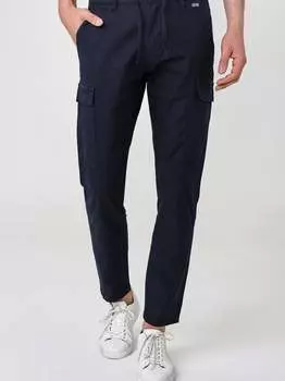 Льняные брюки-клетка Indicode, синий