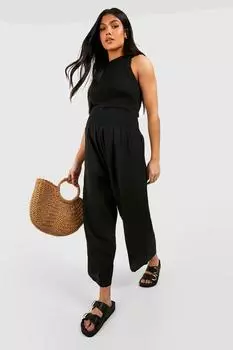 Льняные брюки-кюлоты с присборенной посадкой для беременных Boohoo, черный