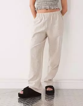 Льняные брюки Monki бежевого цвета эксклюзивно для ASOS