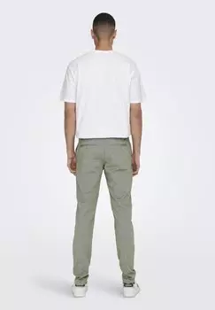 Льняные брюки Onsmark Slim Tap Only, оливковый