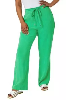 Льняные брюки Petite с завязками спереди Roman, зеленый