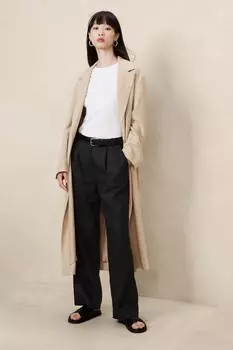 Льняные брюки прямого кроя Banana Republic, черный