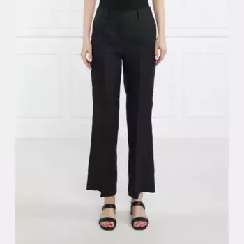 Льняные брюки прямого кроя Marella, черный