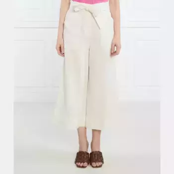 Льняные брюки прямого кроя с окном Max&Co., бежевый