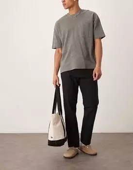 Льняные брюки прямого кроя Selected Homme Leroy черного цвета