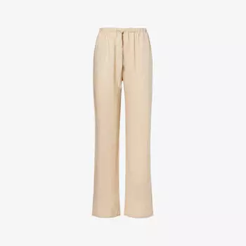 Льняные брюки прямого кроя со средней посадкой Aexae, бежевый