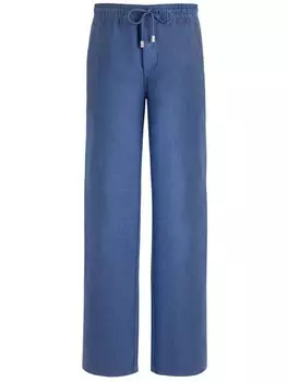Льняные брюки прямого кроя Vilebrequin, синий
