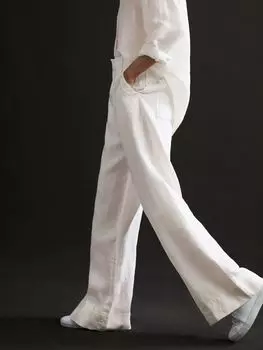 Льняные брюки Reiss Demi, окрашенные в готовом виде, белые