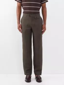 Льняные брюки «рыбий хвост» без каблука Oliver Spencer, коричневый