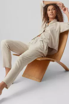 Льняные брюки с эластичной резинкой на талии Vero Moda, серый