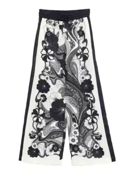 Льняные брюки с цветочным принтом ALEMAIS, нейтральный