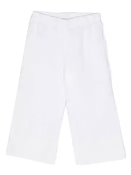 Льняные брюки с кружевной аппликацией La Stupenderia, белый
