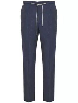 Льняные брюки с кулиской Corneliani, синий