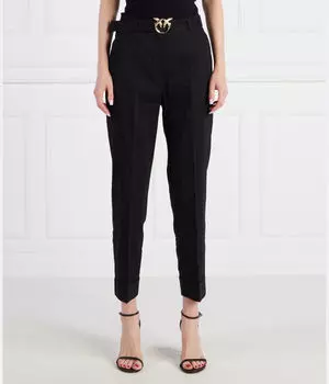 Льняные брюки с поясом Regular Fit Pinko, черный