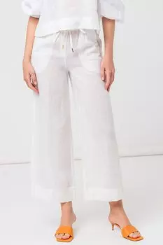 Льняные брюки с регулируемой талией Marella, белый