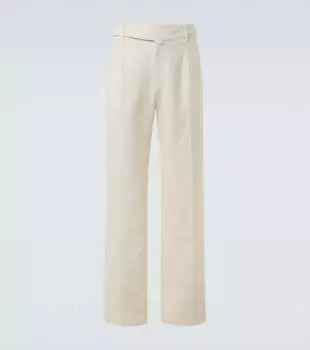 Льняные брюки с широкими штанинами Dolce&Gabbana, Bianco Naturale