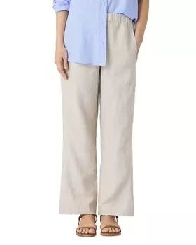 Льняные брюки с широкими штанинами Eileen Fisher, белый
