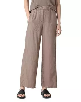 Льняные брюки с широкими штанинами Eileen Fisher, коричневый