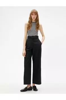 Льняные брюки с широкими штанинами Koton, черный