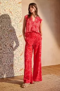 Льняные брюки с широкими штанинами Next, розовый