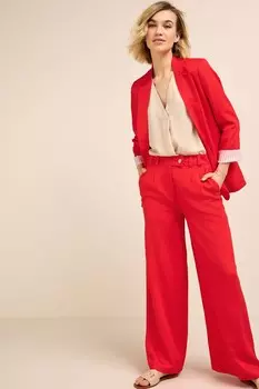 Льняные брюки с широкими штанинами Next, красный