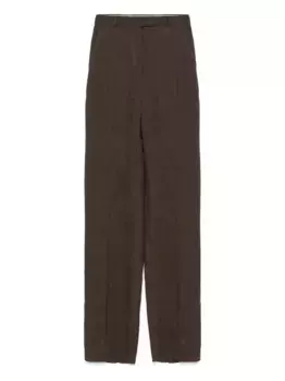 Льняные брюки с завышенной талией MAX MARA, коричневый