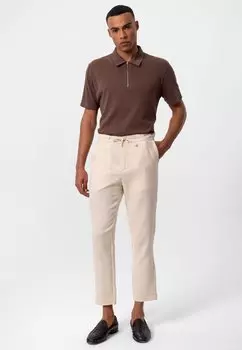 Льняные брюки Sanjuan Drawstring Regular Fit Antioch, экрю