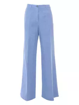 Льняные брюки широкого кроя ASPESI, синий
