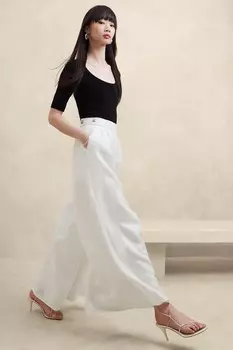 Льняные брюки широкого кроя Banana Republic, белый