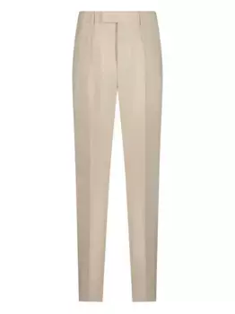 Льняные брюки со складками Zegna, нейтральный