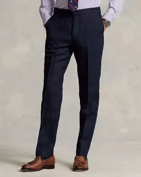 Льняные брюки строгого кроя Polo Ralph Lauren, синий