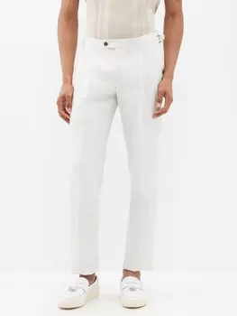 Льняные брюки строгого кроя с двойными складками Thom Sweeney, серый