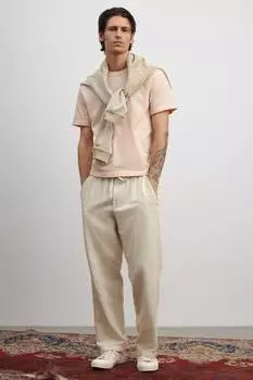 Льняные брюки свободного кроя H&M, бежевый