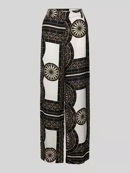 Льняные брюки свободного кроя с узором по всей поверхности Marc O'Polo, черный