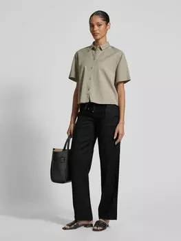 Льняные брюки свободного покроя с эластичным поясом, модель «JOVONIE» Lauren Ralph Lauren, черный